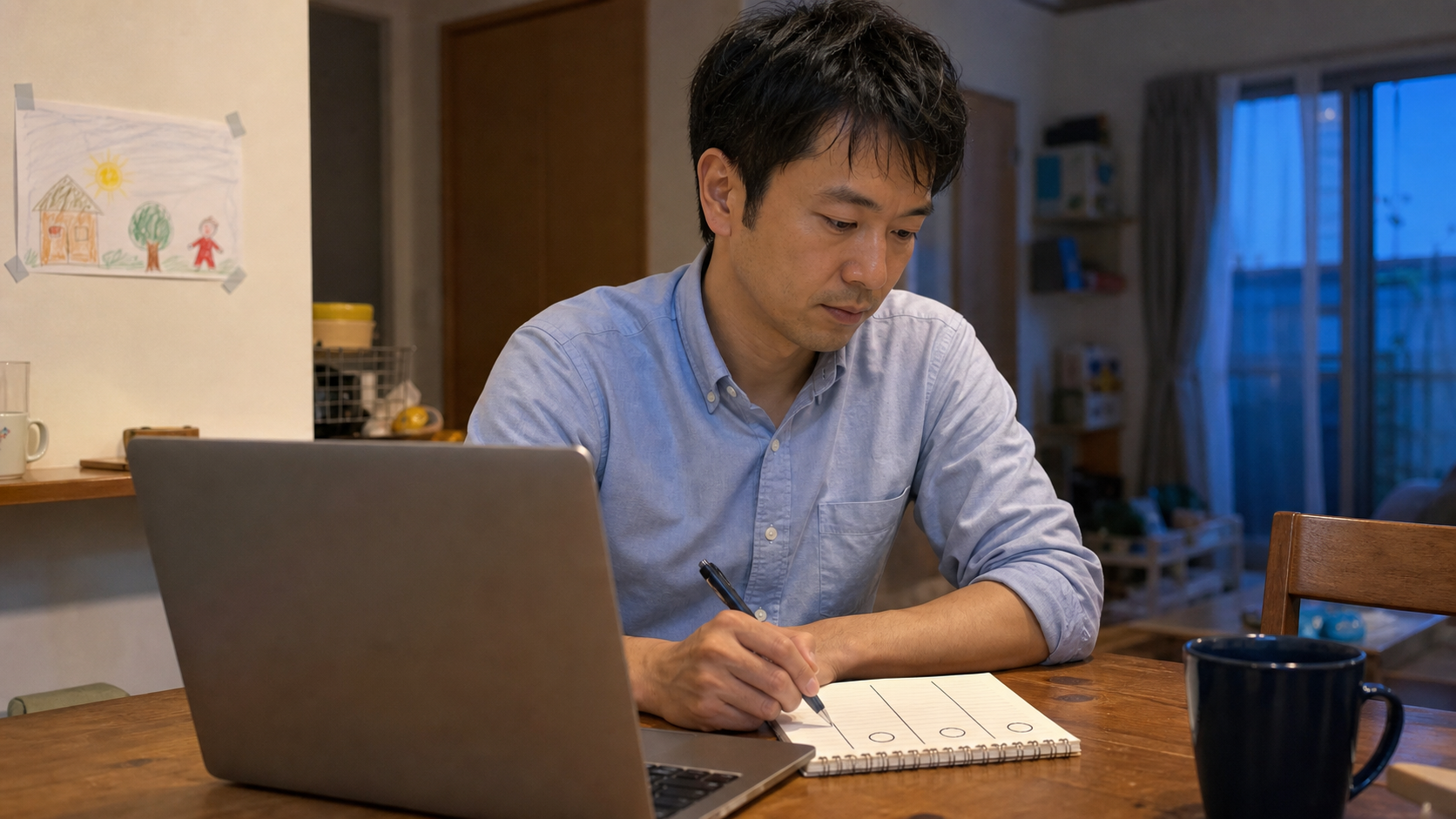 自宅でスカウトの勤務地・時間・役割を比べる30代の会社員