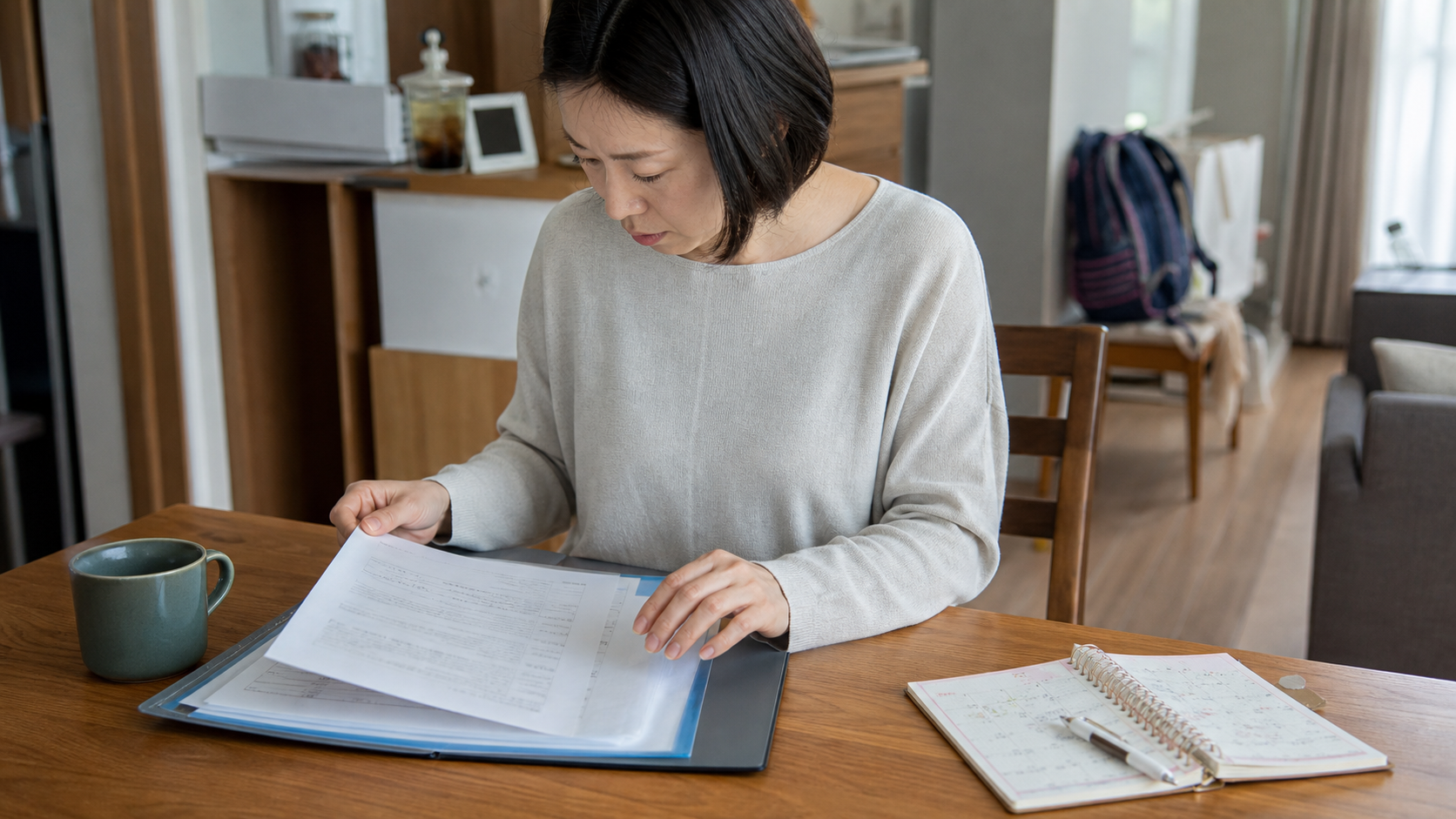 職務経歴と家庭条件を別々に整理する会社員