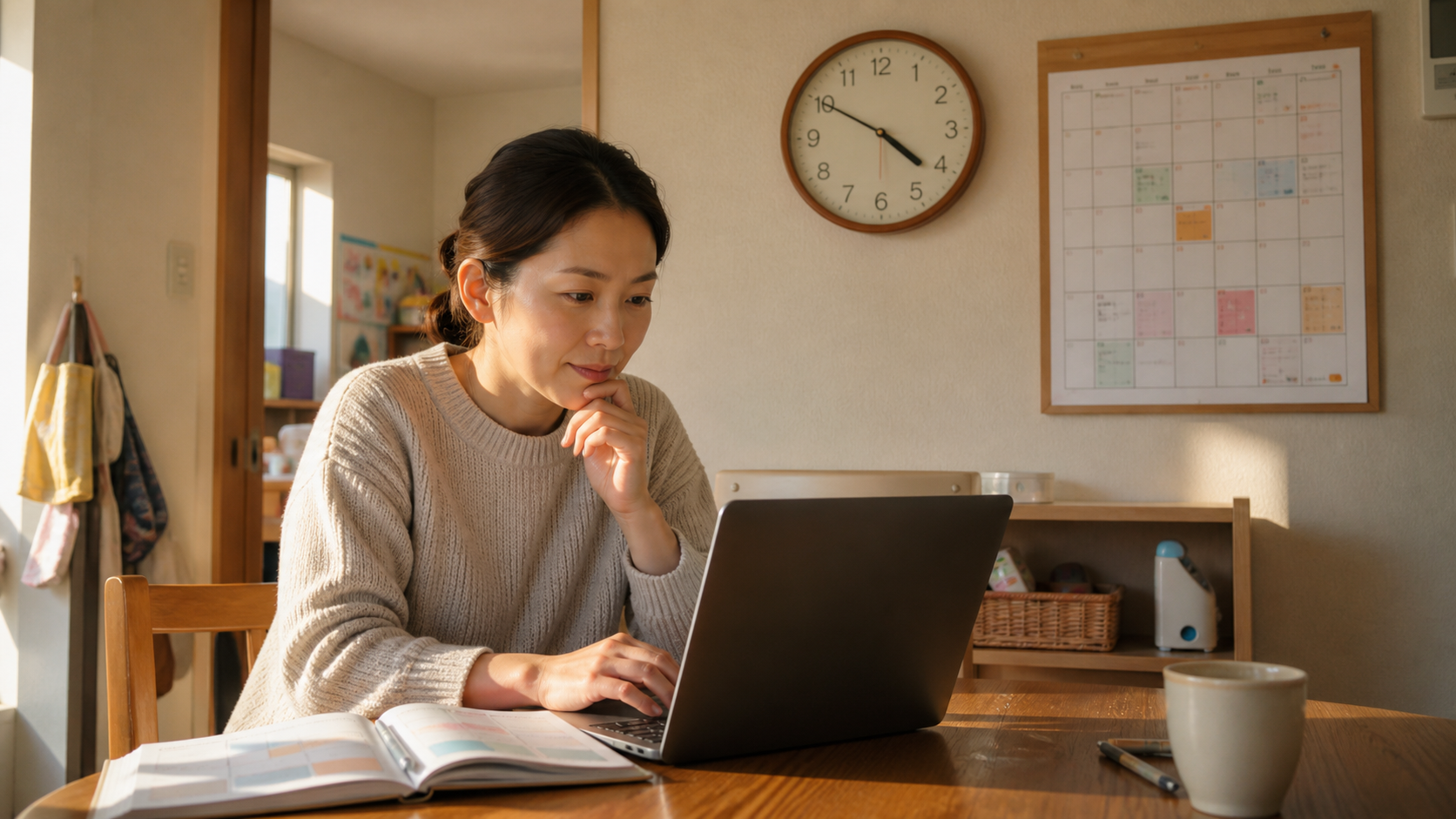 面接時間と送迎予定を調整する会社員