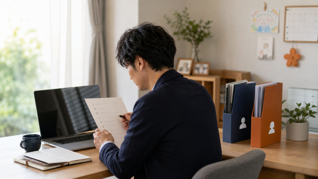 家庭条件を整理して転職エージェントの担当者変更を準備する30代会社員